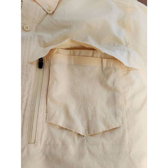 Coleman 2X YELLOW Fishing, Vented Casual Short Sleeve Button Up with velcro and - Picture 4 of 10